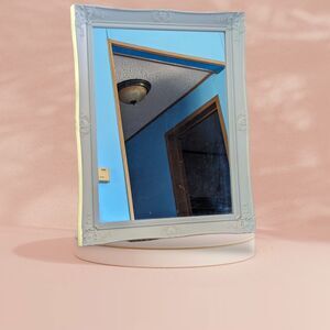 Beautiful Decorative White Mirror Free Standing Wall Hanging 14" X10.75" X 1"